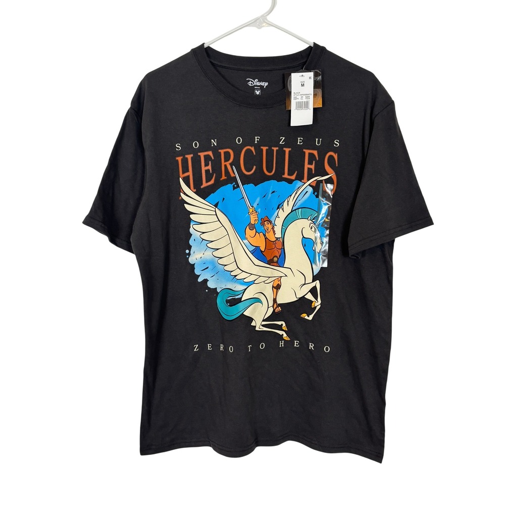 Disney Hercules T-Shirt Mens Medium Gray Pegasus Zero to Hero Graphic Tee NEW